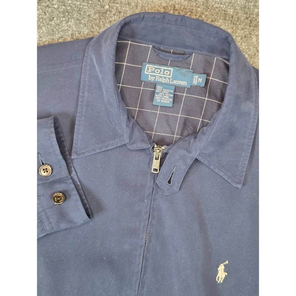 Polo Ralph Lauren Harrington Jacket Mens Medium Navy Blue Full Zip Pony Logo